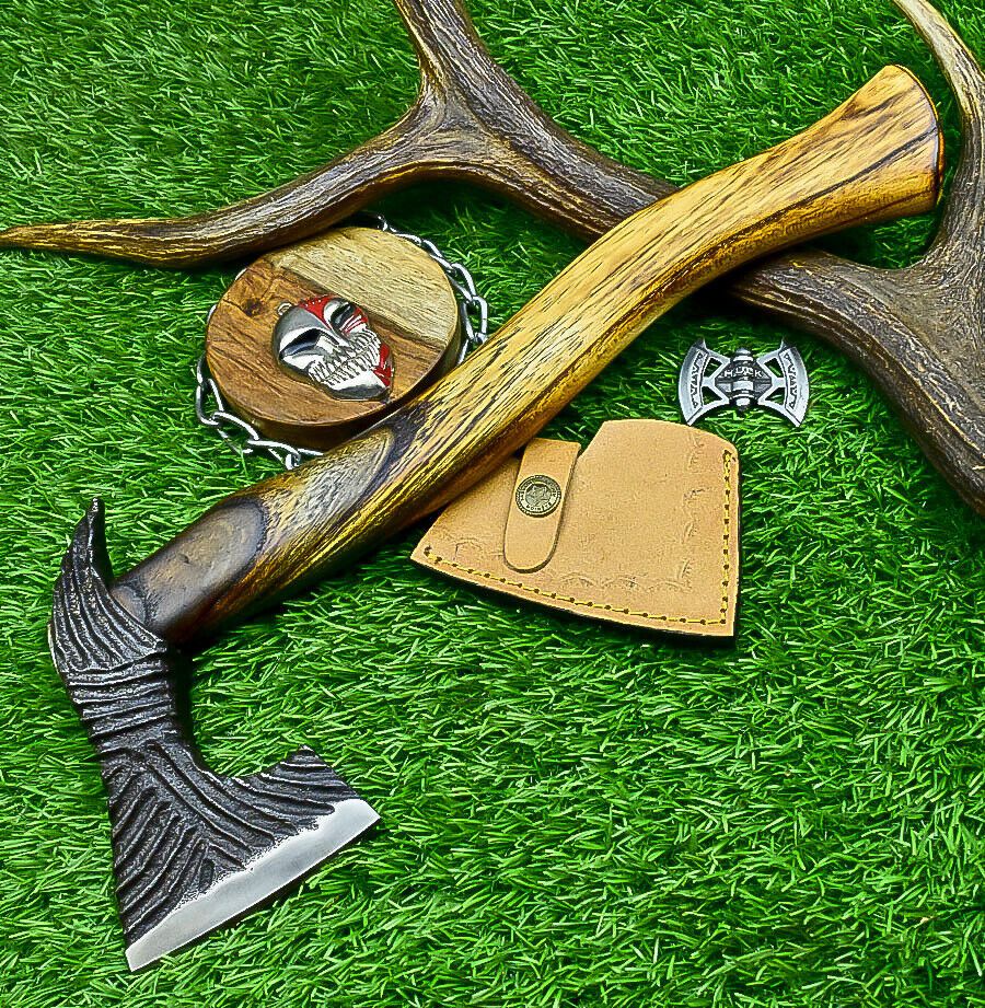 Viking Axe – Handcrafted Carbon Steel Tomahawk with Leather Sheath