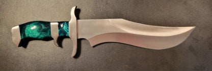Warrior D2 Combat Persian Bowie Knife | 12-Inch Blade with Green Resin Handle