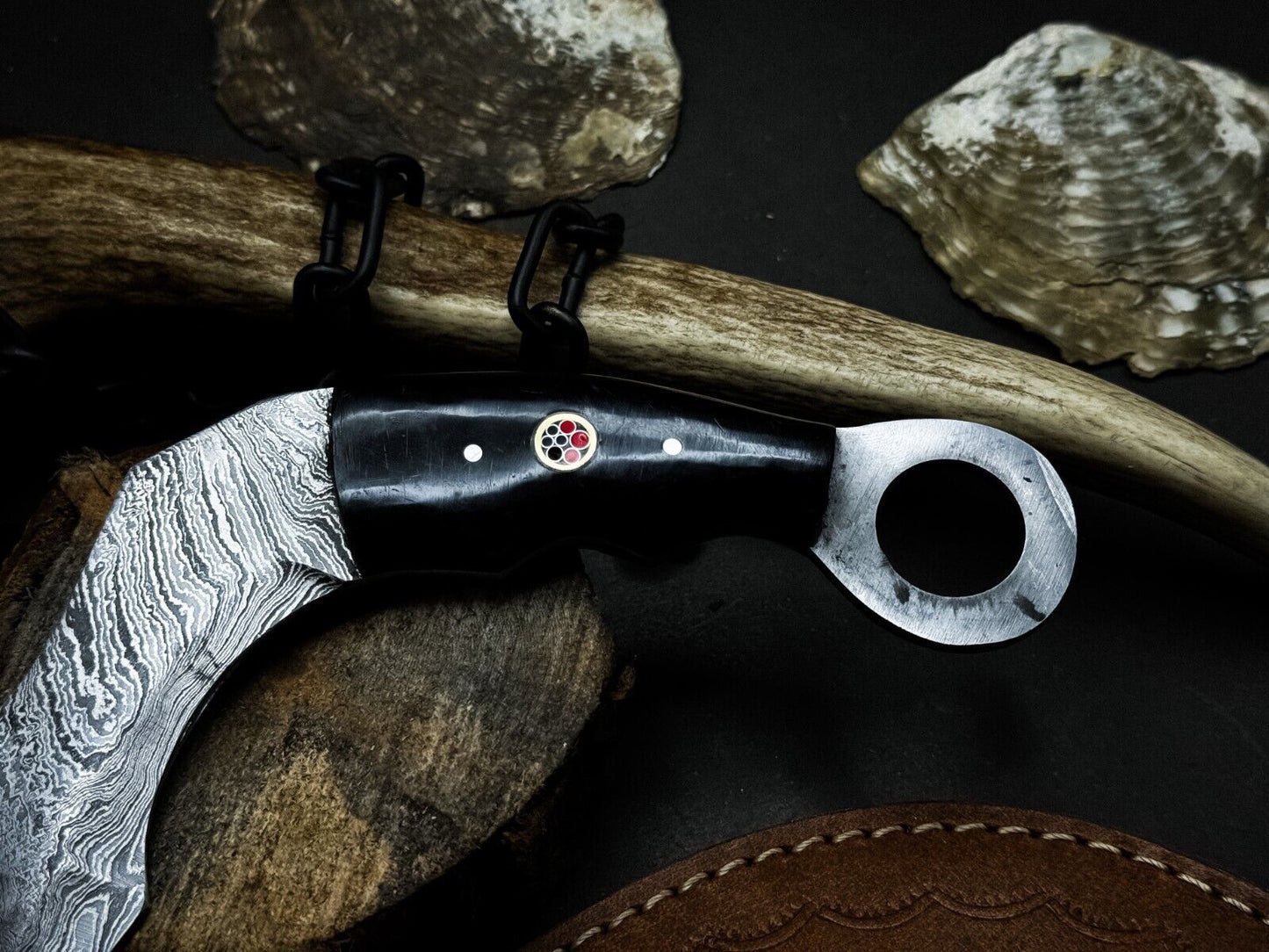 Handmade Damascus Karambit Knife Best Karambit With Resin Handle and Sheath