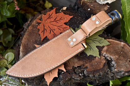 Hand Forged Damascus Bowie Knife with Camel Bone Handle